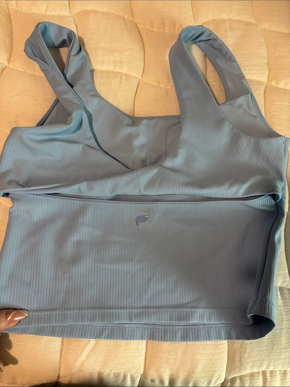 Fabletics Ribbed Light Blue Sports Bra Tank - Picture 4 of 4
